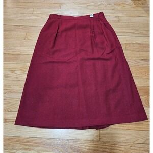 Vtg Pant-Her 100% Wool Red Women's Skirt with Pockets Size 16, See Measurements